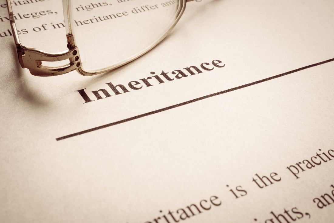 Legal inheritance word on the page about last will.